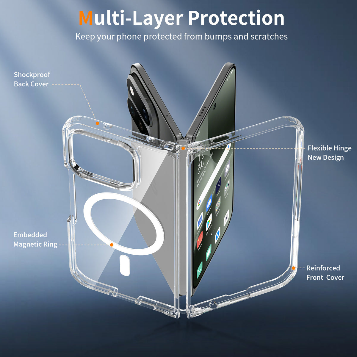 Transparent Magnetic Phone Case for Google Pixel, Shockproof Silicone Anti-Drop Protective Cover