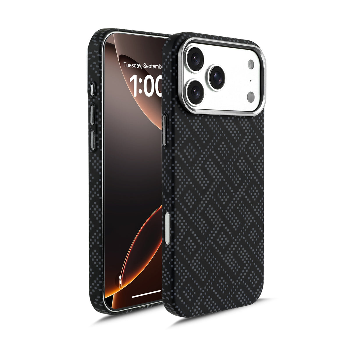 Magnetic Carbon Fiber Texture Phone Case with Metal Frame for iPhone 18 17 16 15 14 13 Pro Max Shockproof Skin-Feel Protective Cover