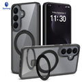 Magnetic Frosted Shockproof Stand Phone Case for Samsung Galaxy S25 S24 S23 Ultra Plus, Slim TPU Anti-Fingerprint Protective Cover with Invisible Kickstand