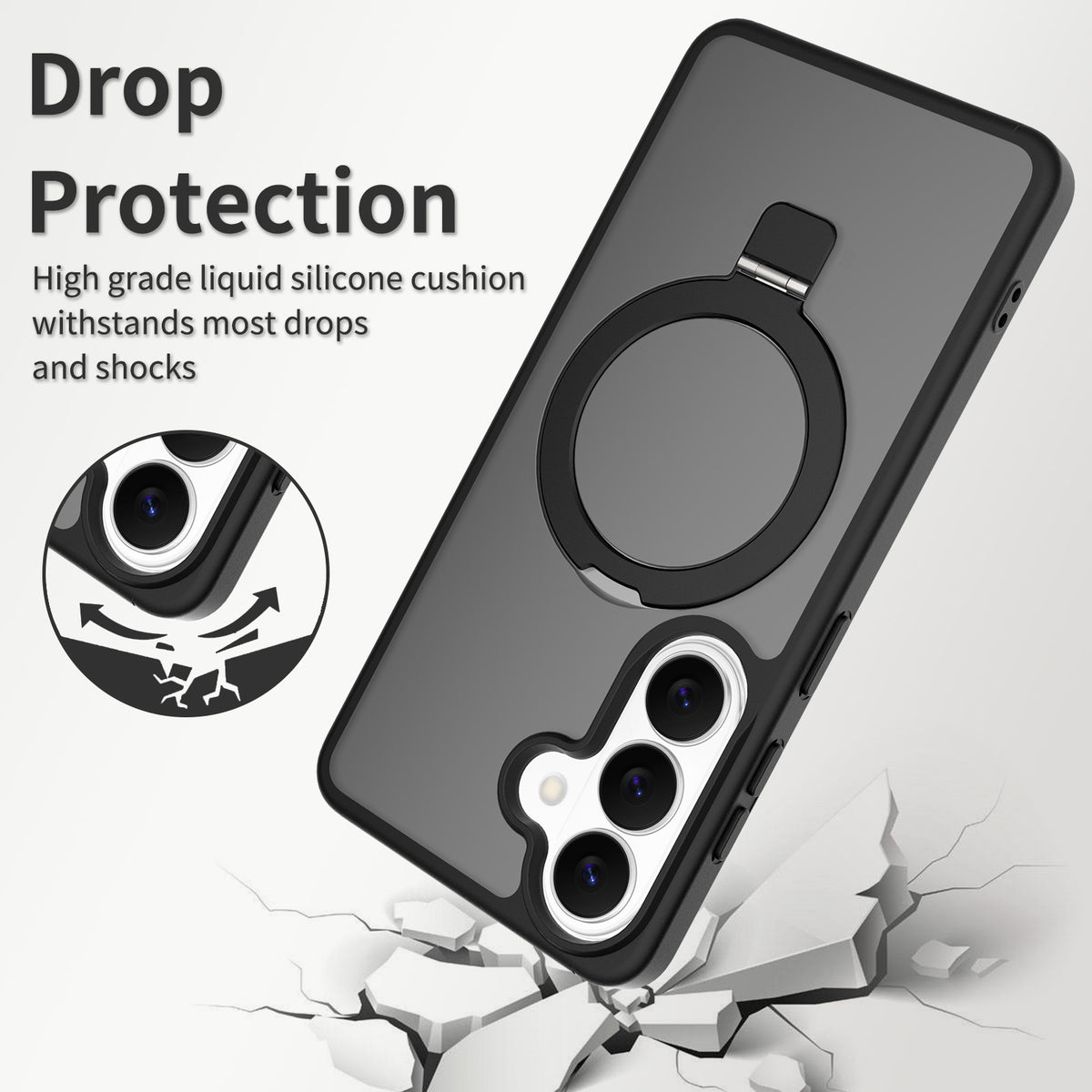 Magnetic Stand Phone Case for Samsung Galaxy S25 S26 Ultra Plus, Matte TPU Shockproof Cover with Built-in Kickstand