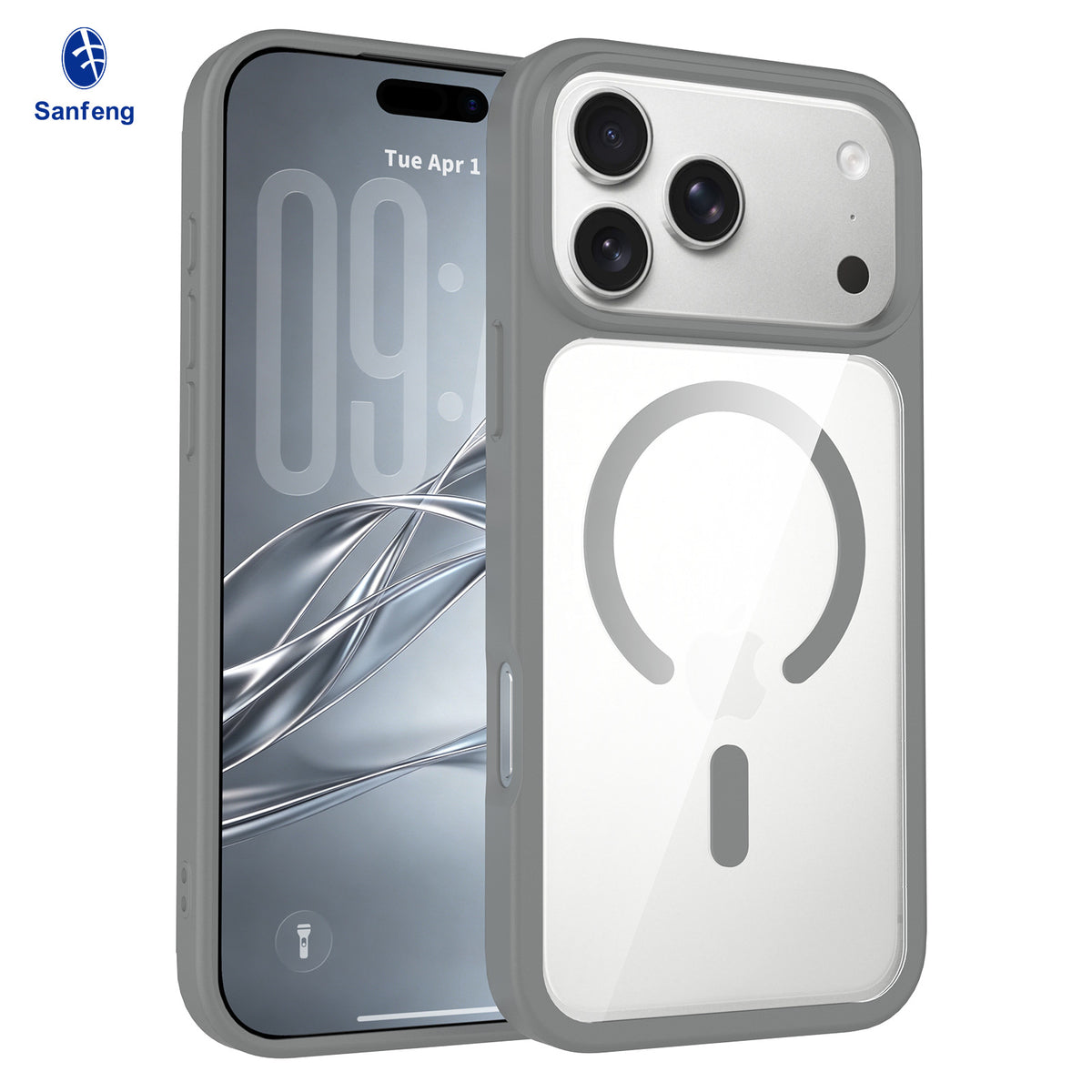 Sanfeng Skin-Feel Transparent Magnetic Phone Case, Anti-Fingerprint Shockproof Silicone Protective Cover