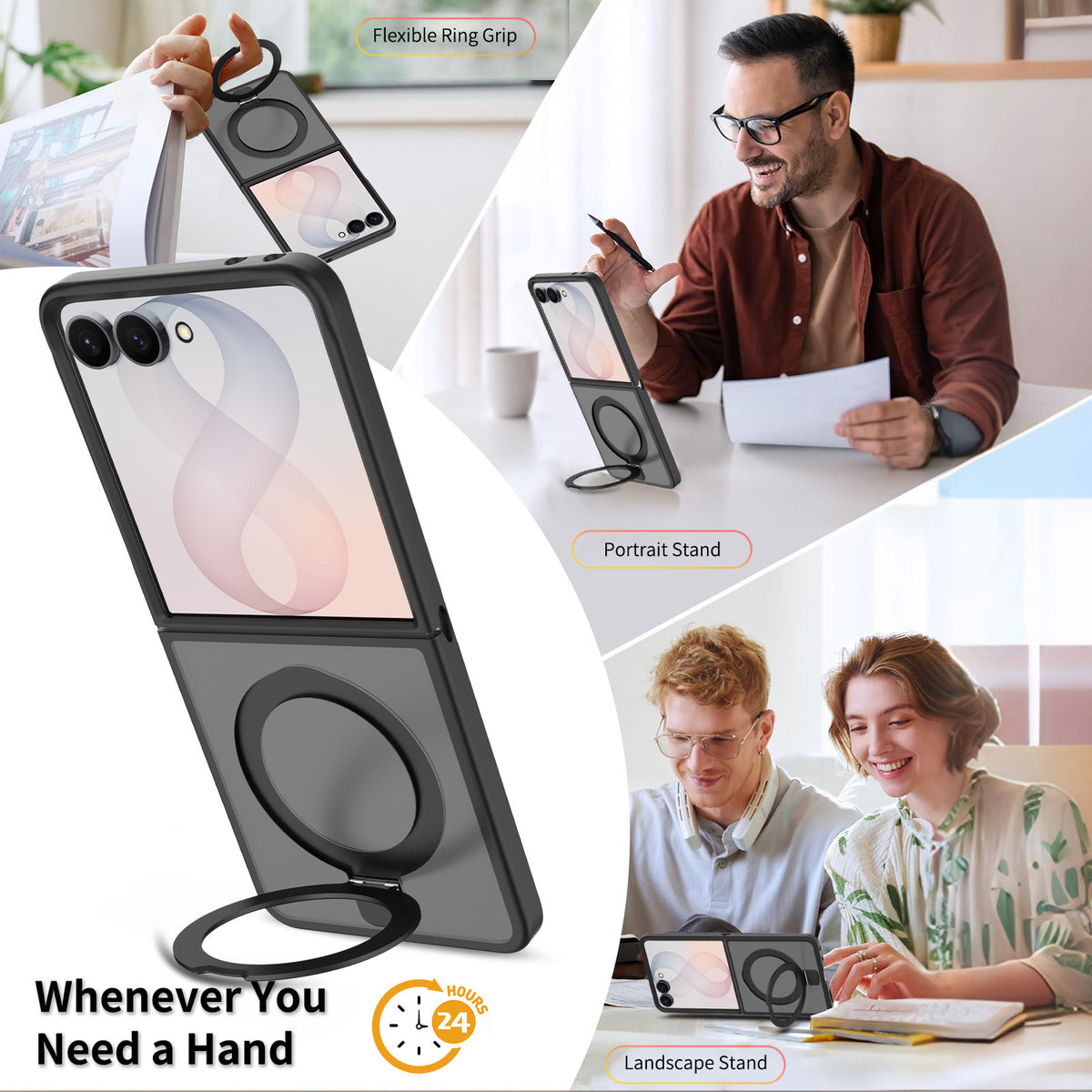 Matte Magnetic Foldable Phone Case Compatible with Samsung Galaxy, Anti-Drop TPU Protective Cover