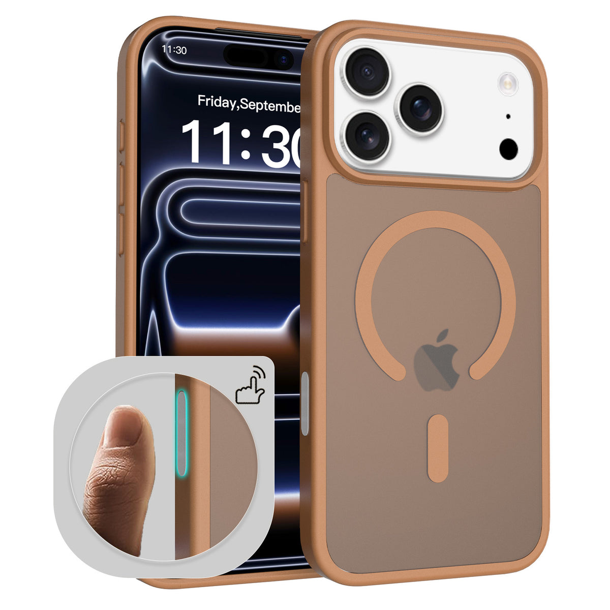 Sanfeng Skin-Feel Magnetic TPU Phone Case with Smart Button Cover, Anti-Fall Protective Slim Back Shell Compatible with iPhone 17 Air