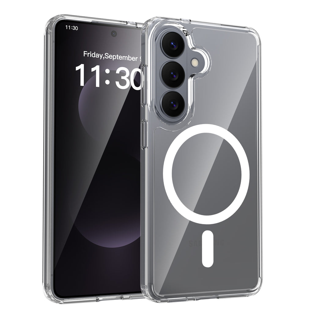 Clear Magnetic Case for Samsung Galaxy S24 Ultra, Shockproof TPU Protective Cover with Four-Corner Drop Protection