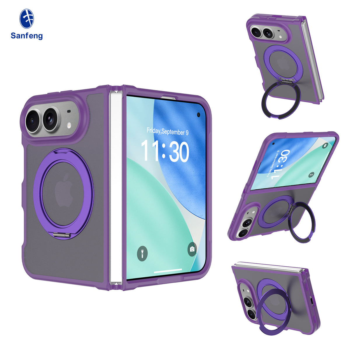 Magnetic Folding Phone Case for iPhone 18 Fold Duo, Skin-Feel TPU Protective Cover with Stand