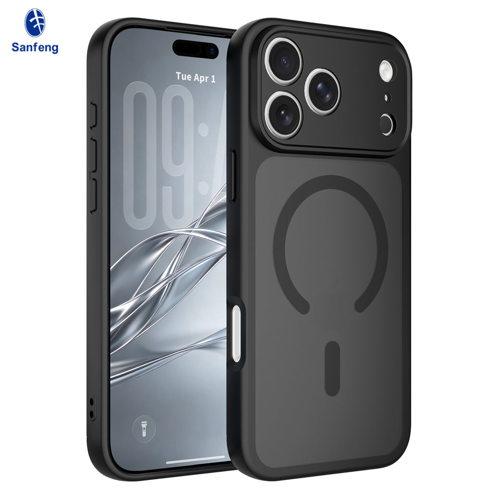 Magnetic Shockproof TPU Phone Case with Skin-Like Texture and Full Lens Protection for iPhone