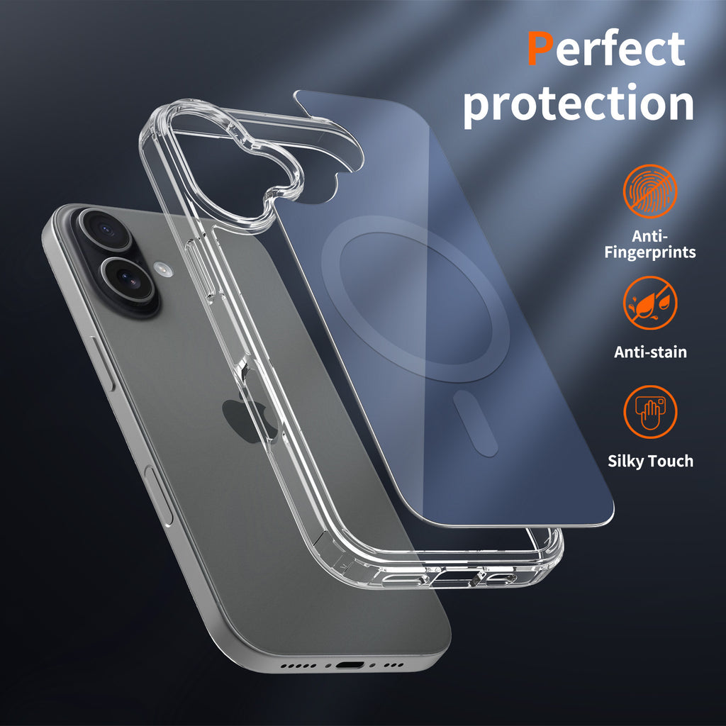 Magnetic Clear Protective Phone Case Compatible with iPhone 17 Air, Transparent TPU Silicone Cover (Transparent + Orange)