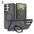 Magnetic Matte Case with Rotating Invisible Stand for Samsung Galaxy S25 S24 S23 Ultra Plus, Anti-Fingerprint TPU Protective Cover