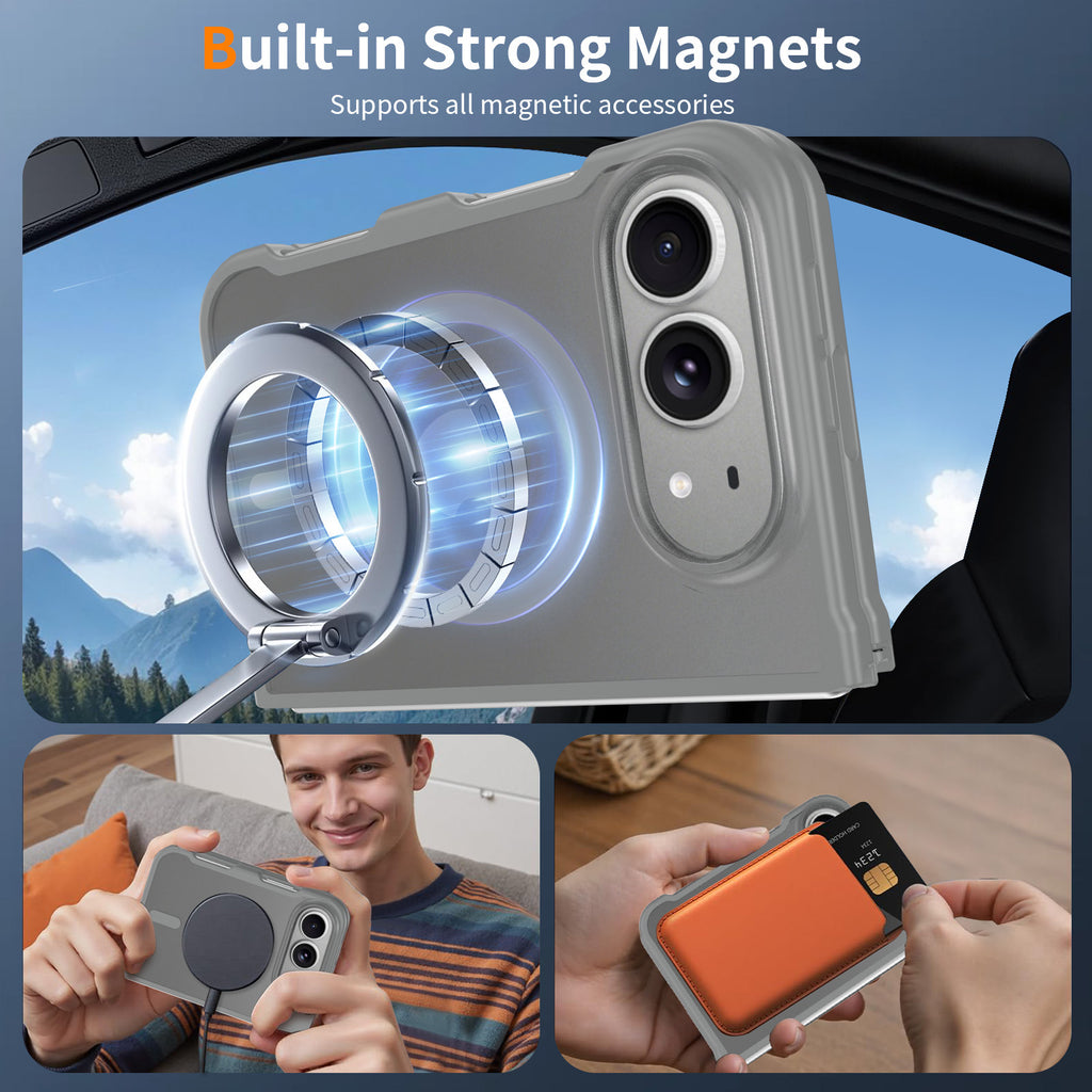 Matte Foldable Phone Case Compatible with iPhone 18 Pro, Translucent TPU Anti-Fall Magnetic Cover with Skin-Feel Finish