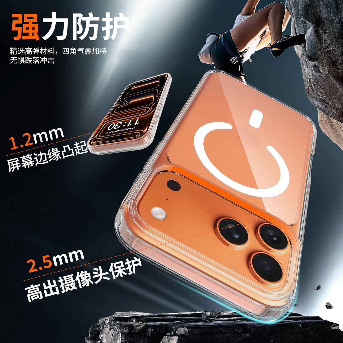Clear Magnetic Phone Case with Buttons for iPhone 16 15 17 Pro Max Plus, 1.5mm TPU Shockproof Protective Cover
