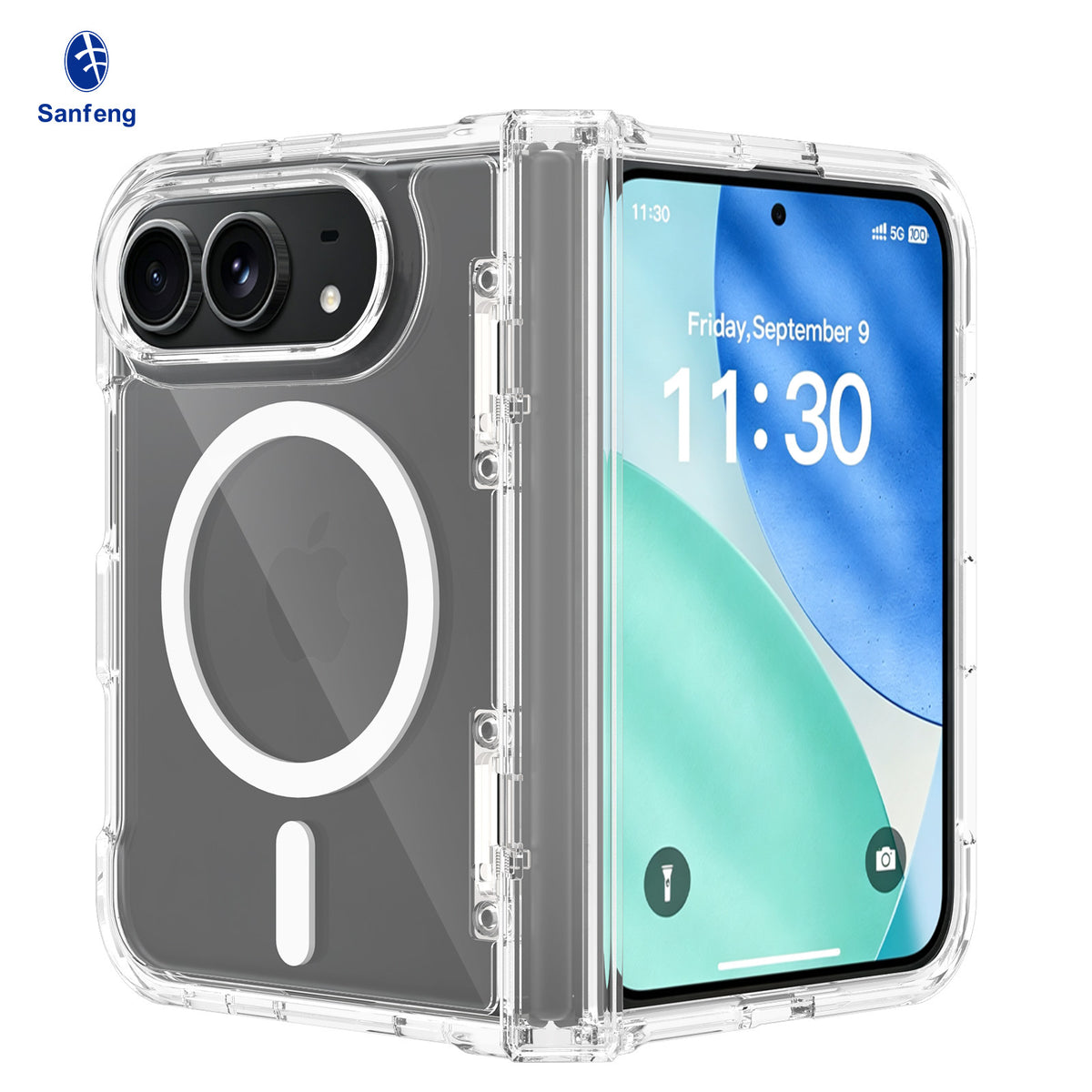 Transparent Magnetic Case with Side Cover for iPhone 18 Pro, 2mm Anti-Fall TPU Integrated Protective Phone Cover