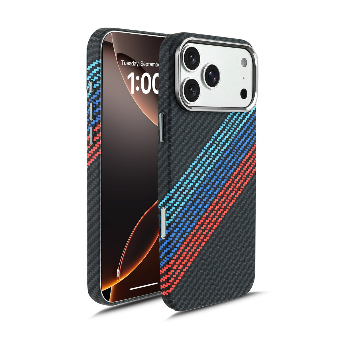 Magnetic Carbon Fiber Texture Phone Case with Metal Frame for iPhone 18 17 16 15 14 13 Pro Max Shockproof Skin-Feel Protective Cover