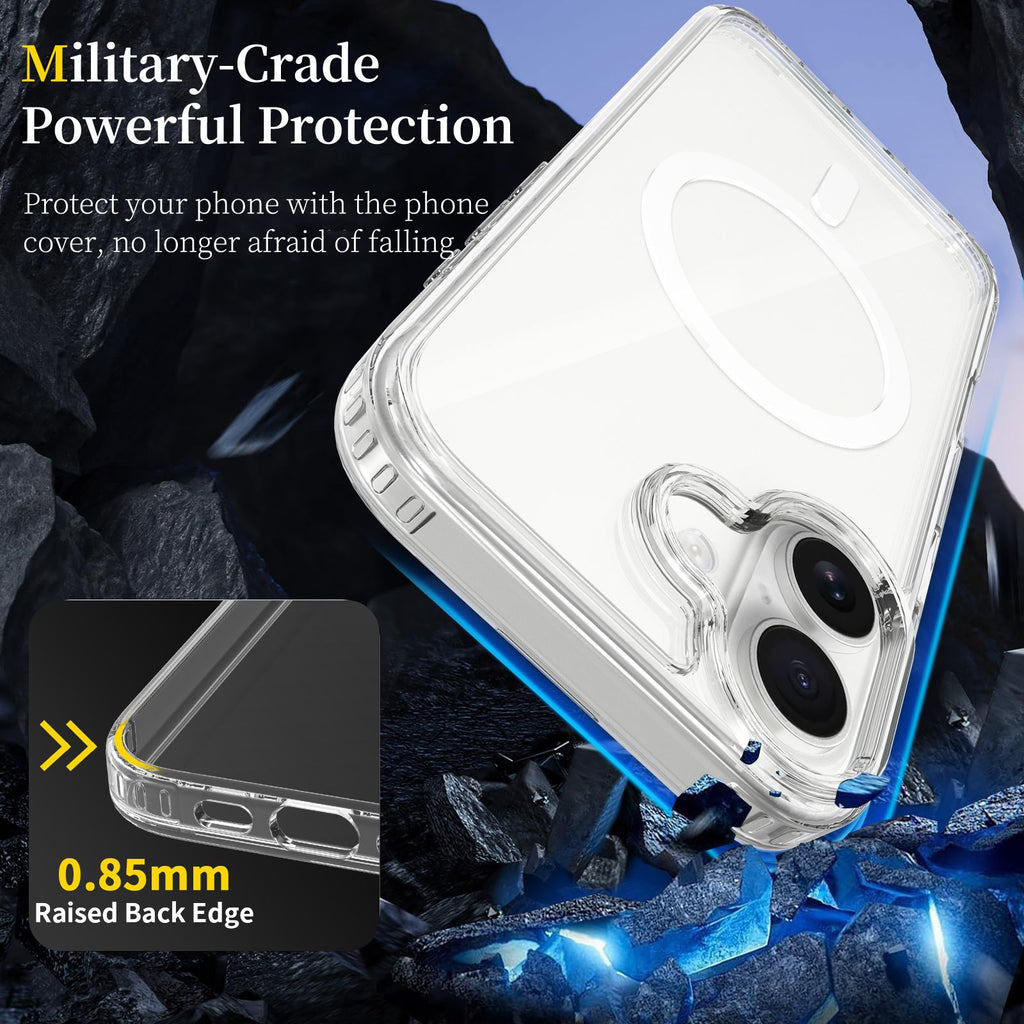 Magnetic Clear Phone Case for iPhone 17 16 15 Pro Max Air Plus, Anti-Drop Shockproof Transparent TPU Protective Cover