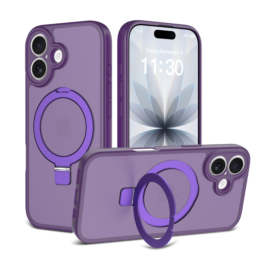 Magnetic Skin-Feel TPU Phone Case with Built-in Kickstand and Airbag Holder, Anti-Fingerprint Protective Cover Compatible with iPhone 17 Air