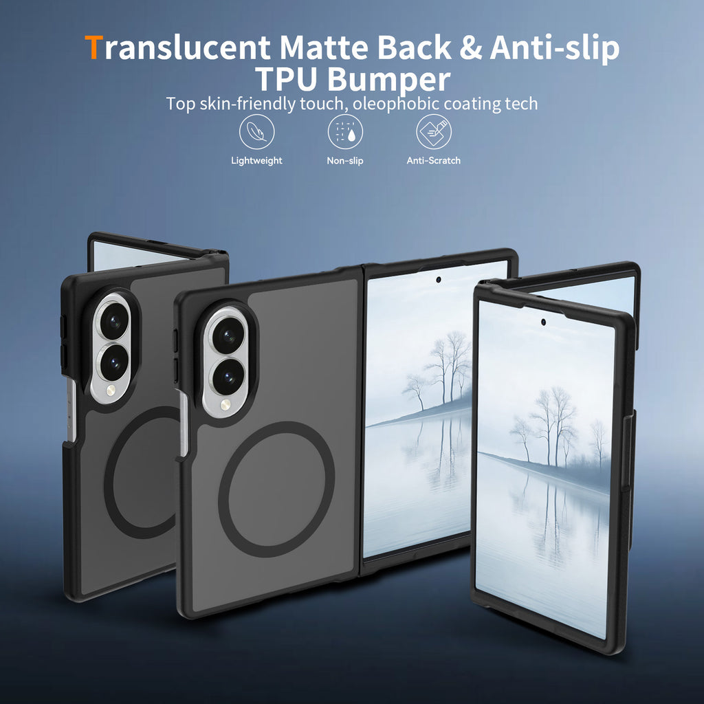 Sanfeng Magnetic Skin-Feel TPU Protective Phone Case for Samsung Z Fold Series - Slim Anti-Drop Foldable Cover