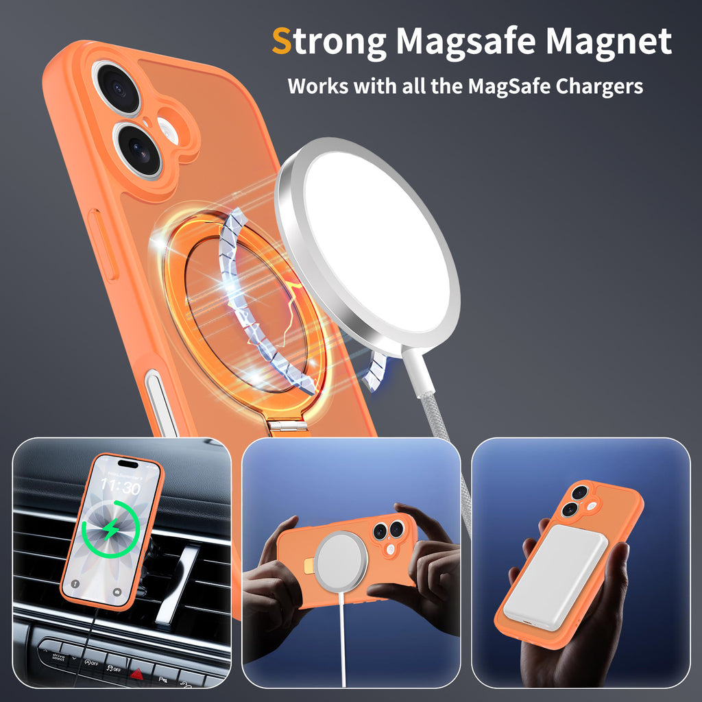 Magnetic Skin-Feel TPU Phone Case with Built-in Kickstand and Airbag Holder, Anti-Fingerprint Protective Cover Compatible with iPhone 17 Air