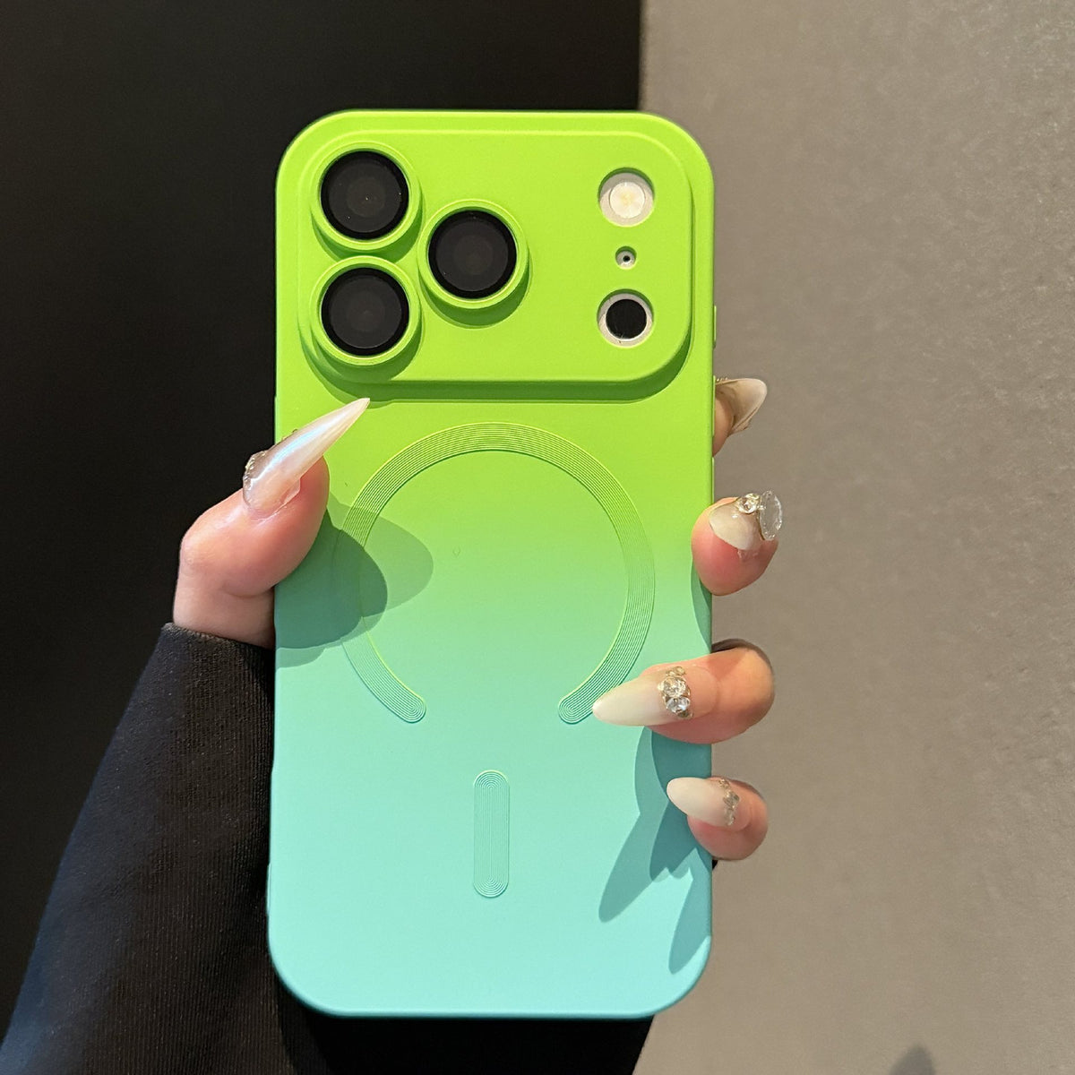 Luxury Gradient Magnetic Phone Case with Built-in Camera Lens Protector & Kickstand for iPhone 17 16 15 14 13 12 Pro Max, Soft Silicone Shockproof Cover