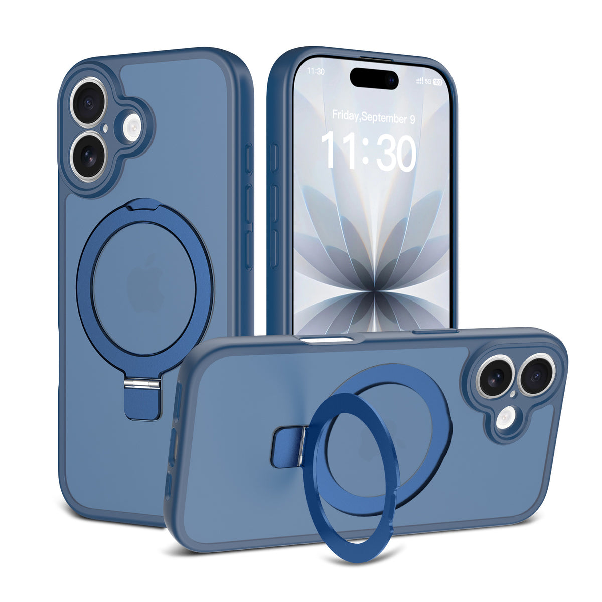 Magnetic Skin-Feel TPU Phone Case with Built-in Kickstand and Airbag Holder, Anti-Fingerprint Protective Cover Compatible with iPhone 17 Air