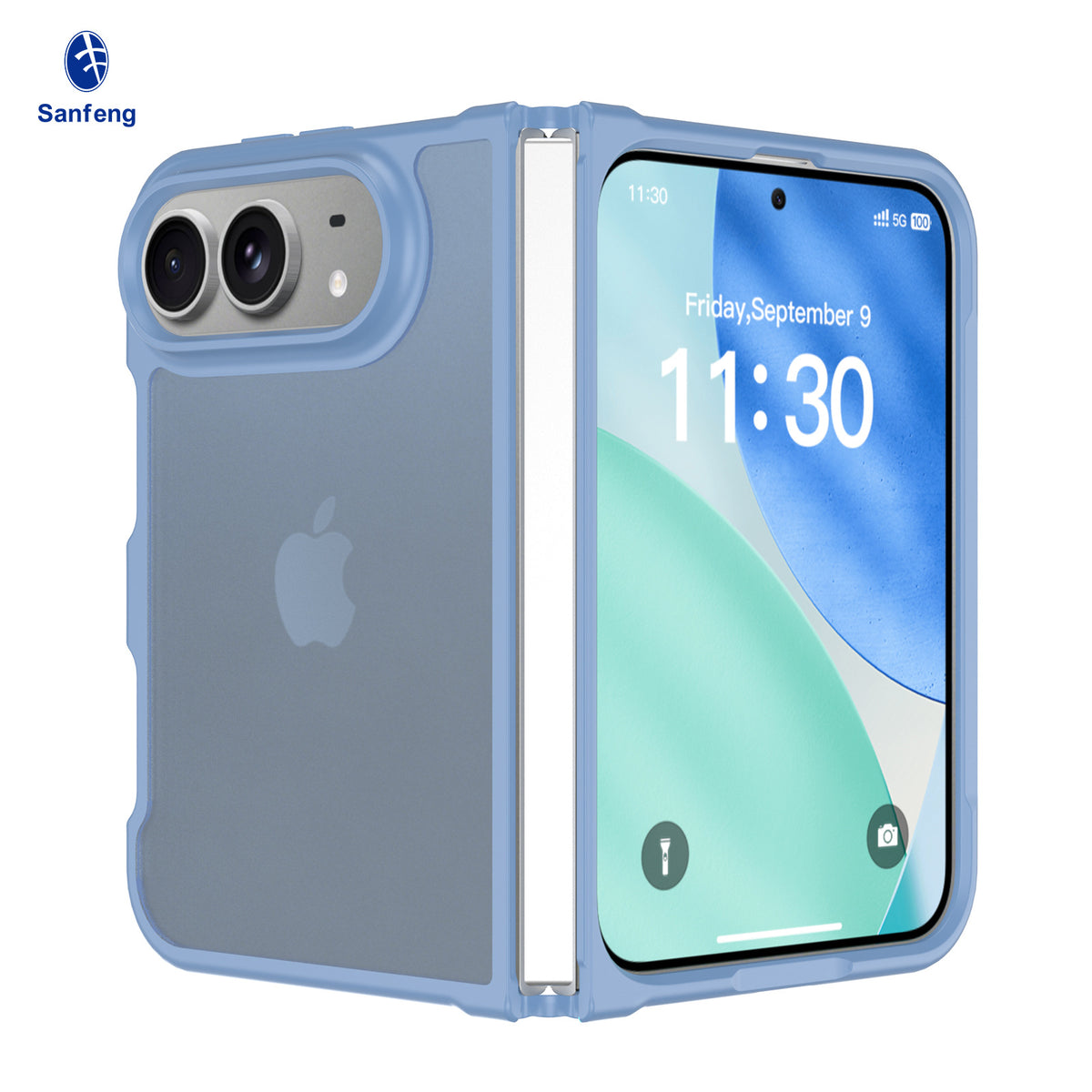Sanfeng Matte Skin-Feel TPU Protective Case for iPhone, Semi-Transparent Anti-Fall Phone Cover