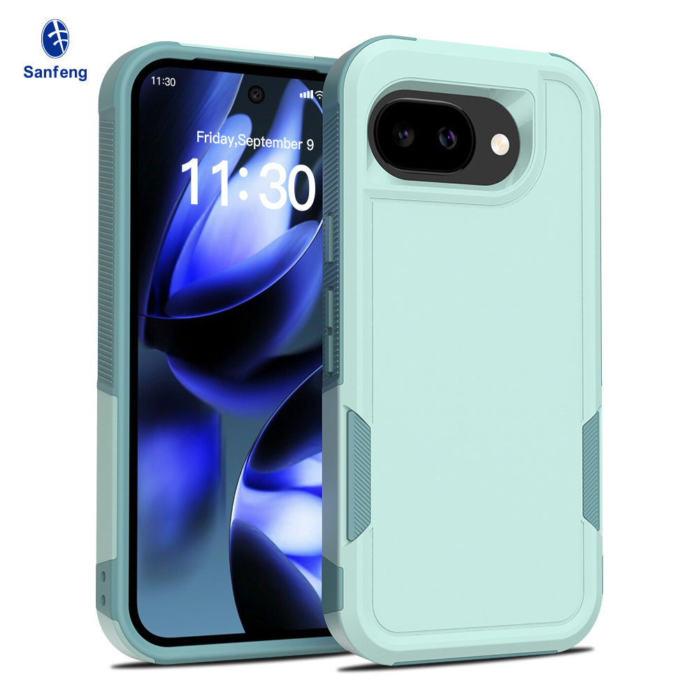 Heavy-Duty 2-in-1 Solid Color Protective Phone Case for Google Pixel 10A / Pixel 9 Pro XL, Anti-Fingerprint TPU Cover - Black