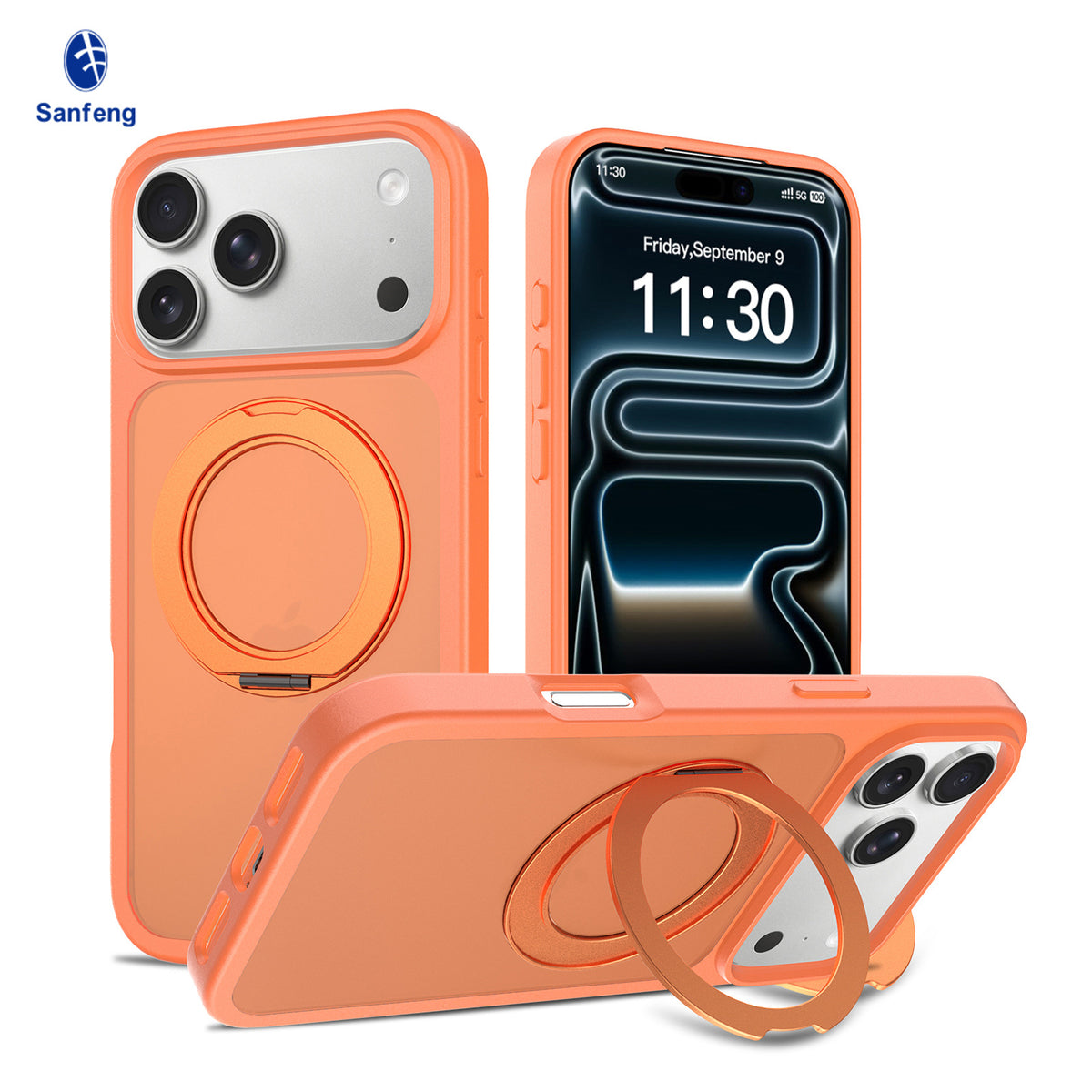 Magnetic Silicone Phone Case with 360-Degree Rotating Stand for iPhone 16 15 17 Series, Skin-Feel Anti-Drop Protective Cover