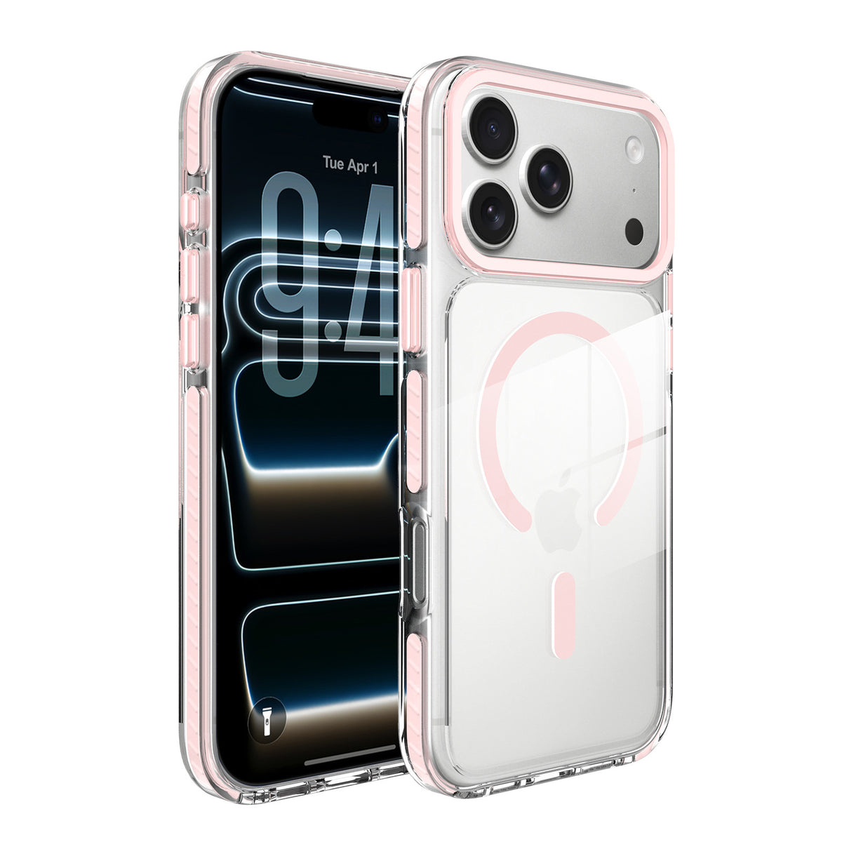 Sanfeng Magnetic Clear Phone Case, Two-Tone 2-in-1 Thickened Shockproof Acrylic Anti-Drop Protective Cover for iPhone