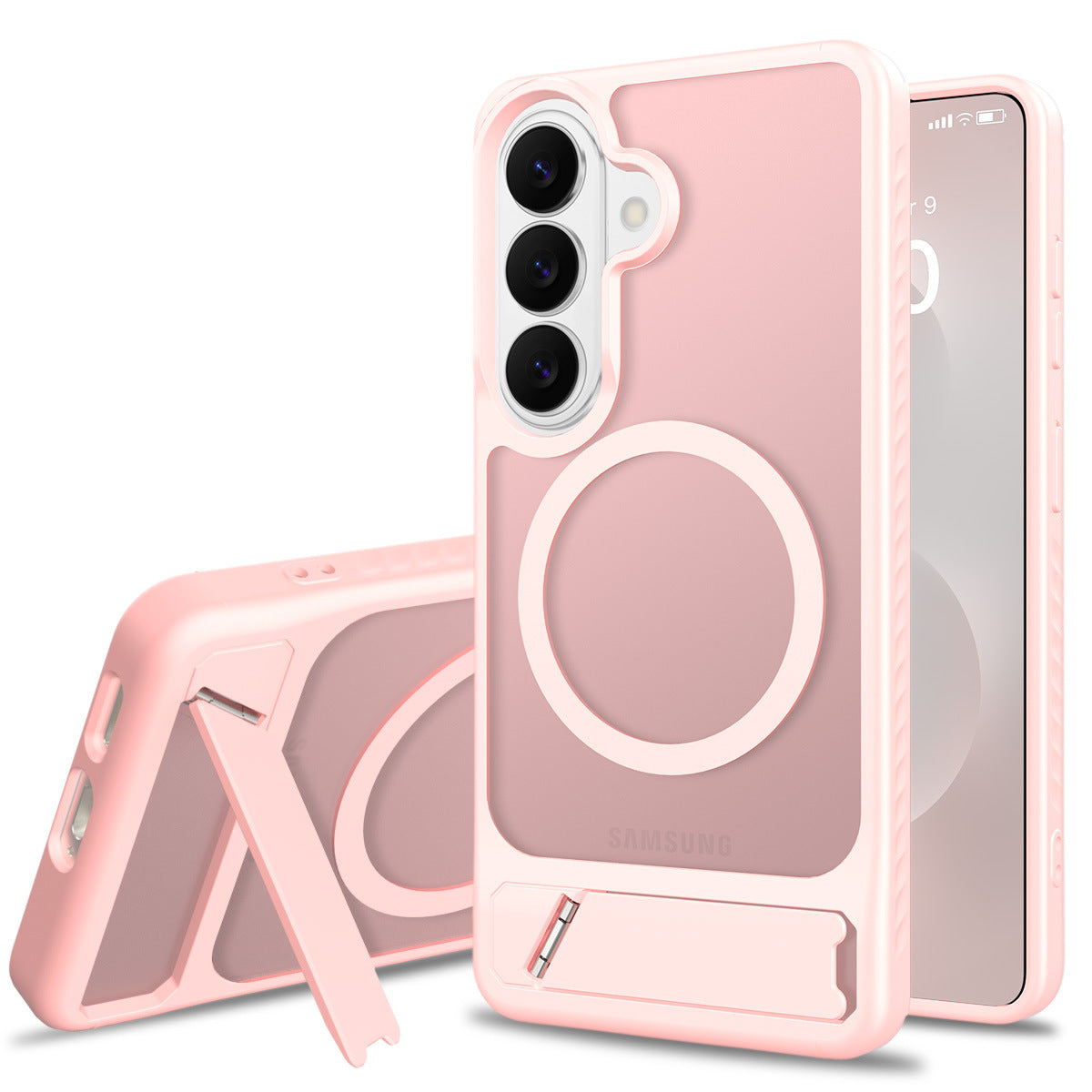 Sanfeng Magnetic Phone Case with Invisible Kickstand for Samsung Galaxy S23 S24 S25 S26 Ultra Plus, Frosted Skin-Feel Anti-Fingerprint TPU Protective Cover