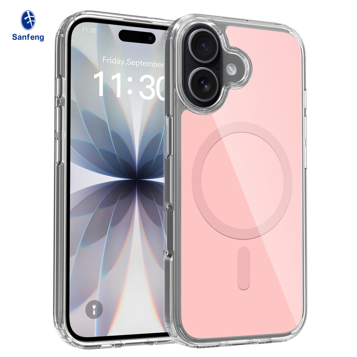Magnetic Clear Protective Phone Case Compatible with iPhone 17 Air, Transparent TPU Silicone Cover (Transparent + Orange)