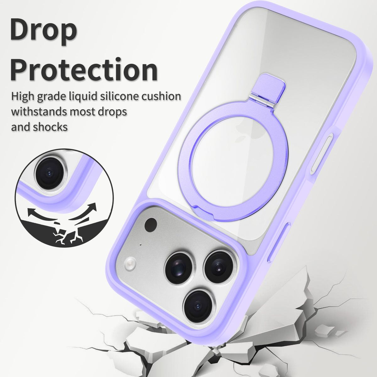 Magnetic Clear Phone Case with Airbag Stand Holder for iPhone 17 Air, Transparent TPU Shockproof Anti-Fingerprint Protective Cover