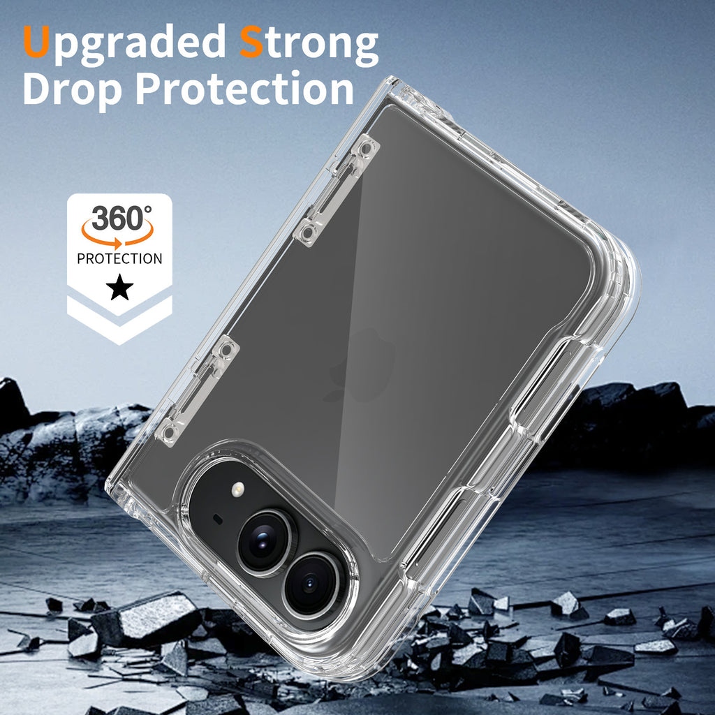Clear Shockproof TPU Case with Integrated Side Cover for iPhone 18 Ultra, Transparent Anti-Drop Protective Phone Cover