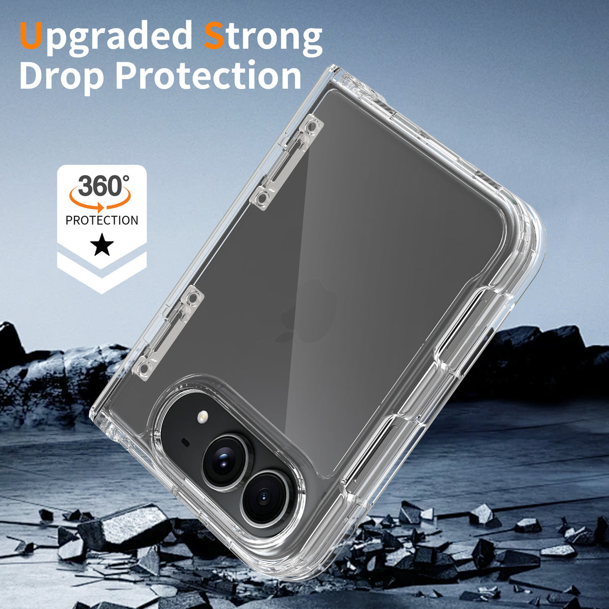 Clear Shockproof TPU Case with Integrated Side Cover for iPhone 18 Ultra, Transparent Anti-Drop Protective Phone Cover