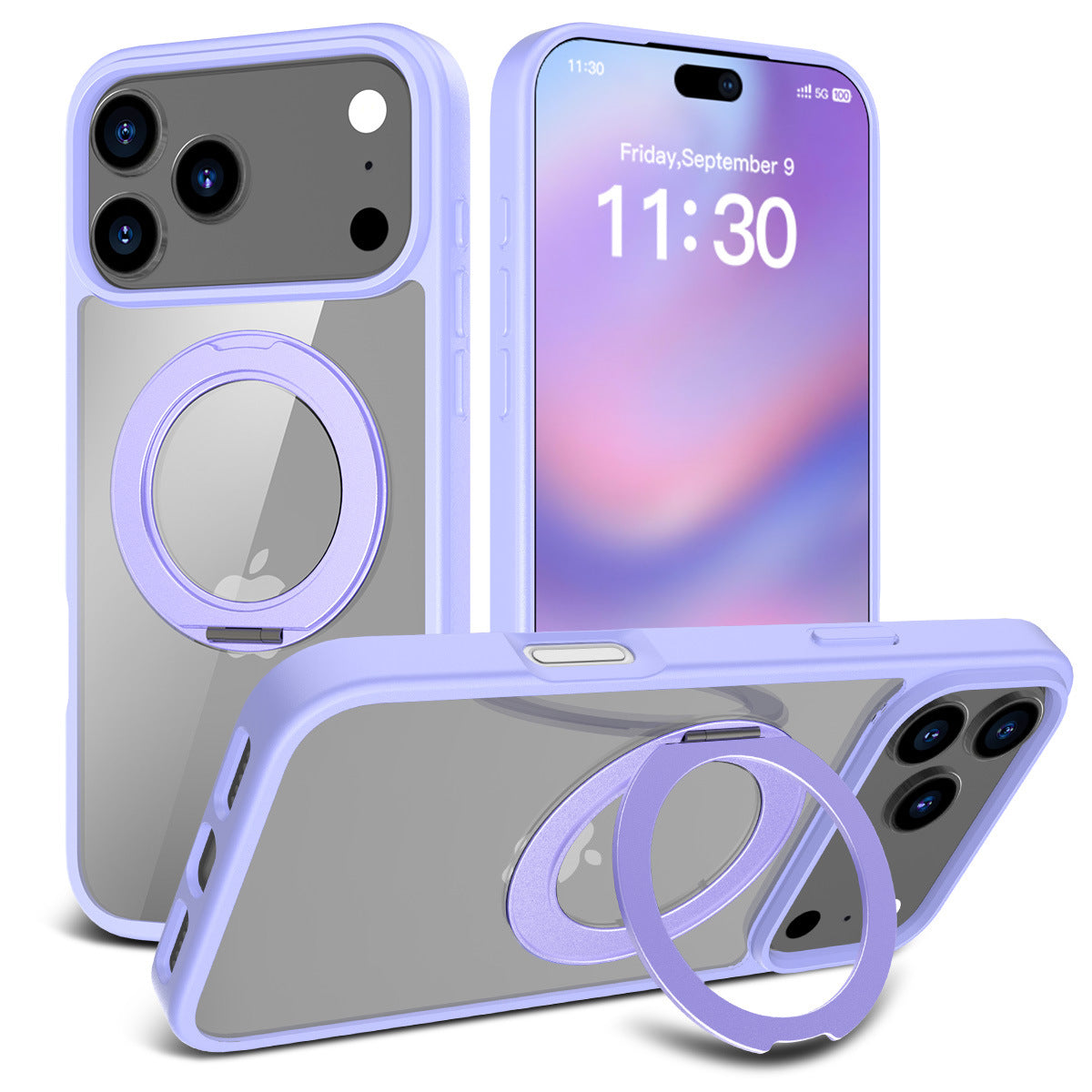 Magnetic Matte Translucent Case with Rotating Invisible Stand for iPhone 17/16/15 Series, Shockproof TPU Protective Cover