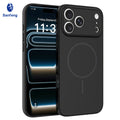 Magnetic Matte Silicone Phone Case with Lanyard Hole for iPhone 17 16 15 Pro Max Anti-Fall Protective Cover