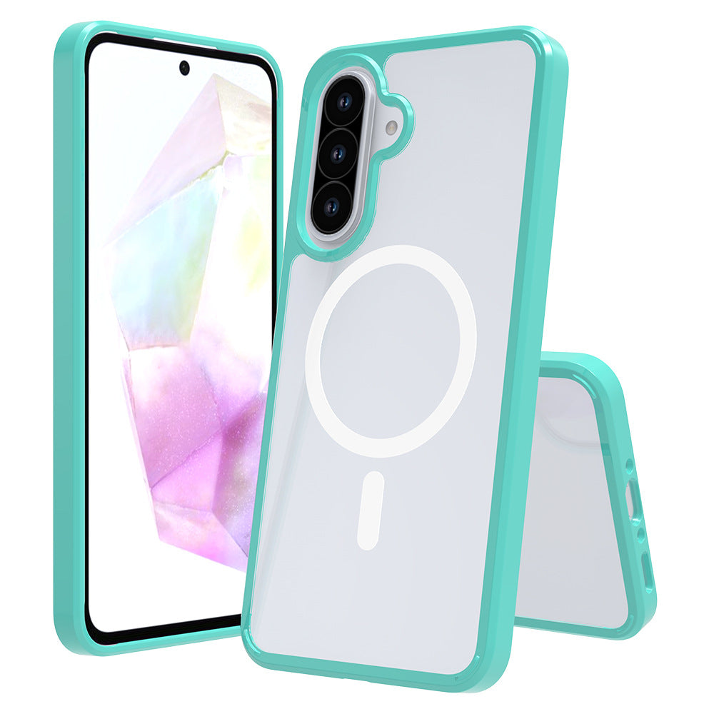 Magnetic Clear Phone Case for Samsung Galaxy S25 S24 S22 Ultra Plus A56 A36 A16, Anti-Scratch Shockproof Acrylic TPU Hybrid Protective Cover