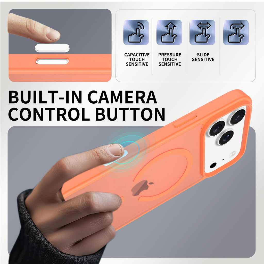 Magnetic Anti-Drop Phone Case Compatible with iPhone 16 / 15 / 14 Pro Max, Matte Skin-Feel Shockproof TPU Protective Cover
