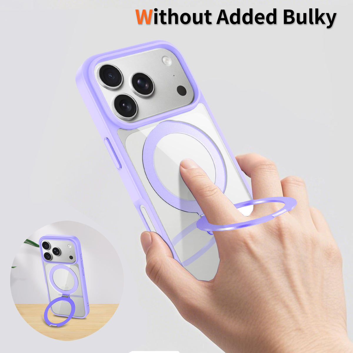 Magnetic Clear Phone Case with Airbag Stand Holder for iPhone 17 Air, Transparent TPU Shockproof Anti-Fingerprint Protective Cover