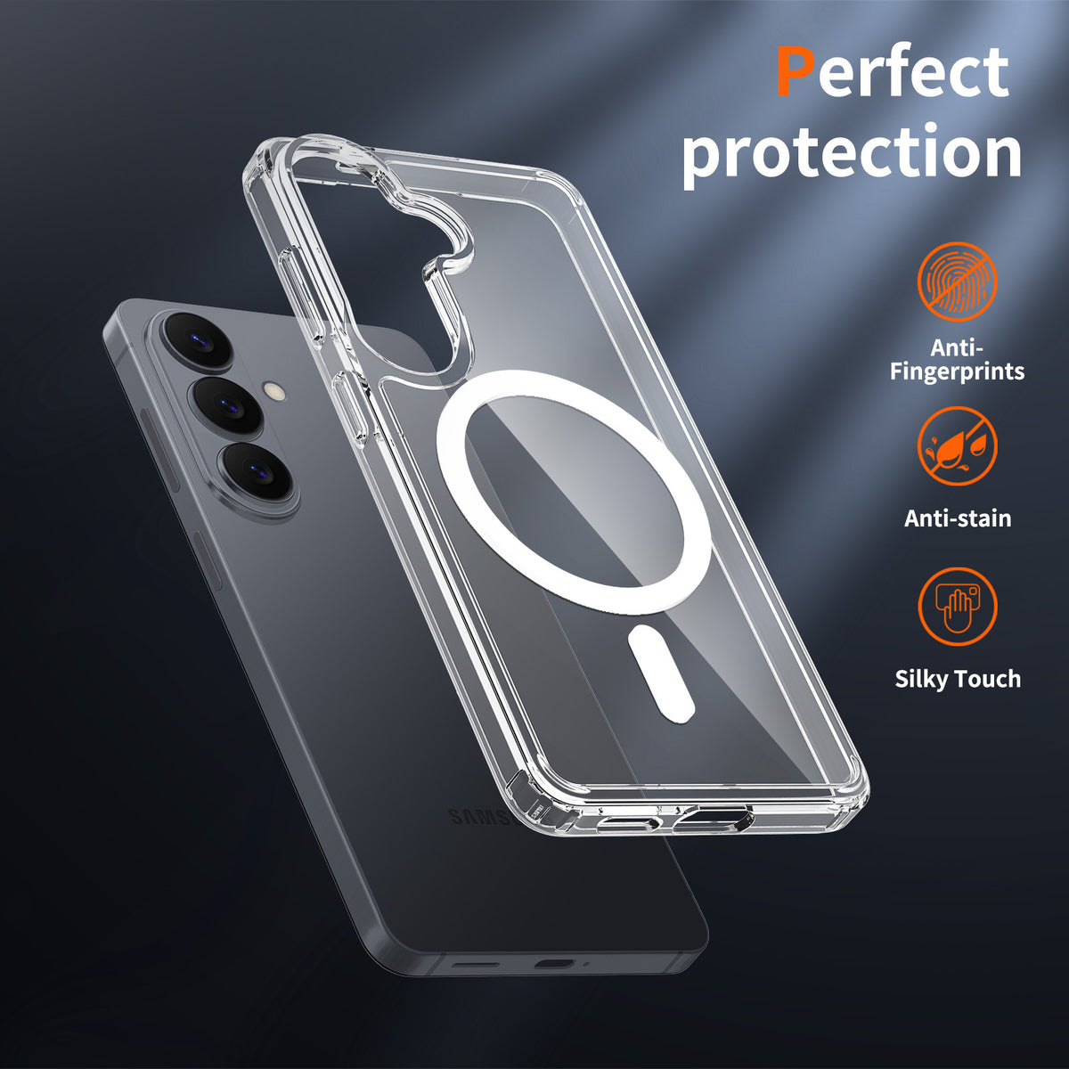 Clear Magnetic Case for Samsung Galaxy S24 Ultra, Shockproof TPU Protective Cover with Four-Corner Drop Protection