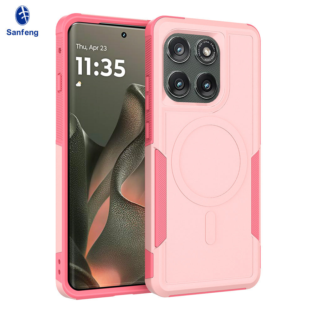 Sanfeng Magnetic 2-in-1 Anti-Drop Phone Case for Motorola Moto 2025 Edge 50 Pro Ultra G Play Power TPU+PC Protective Cover
