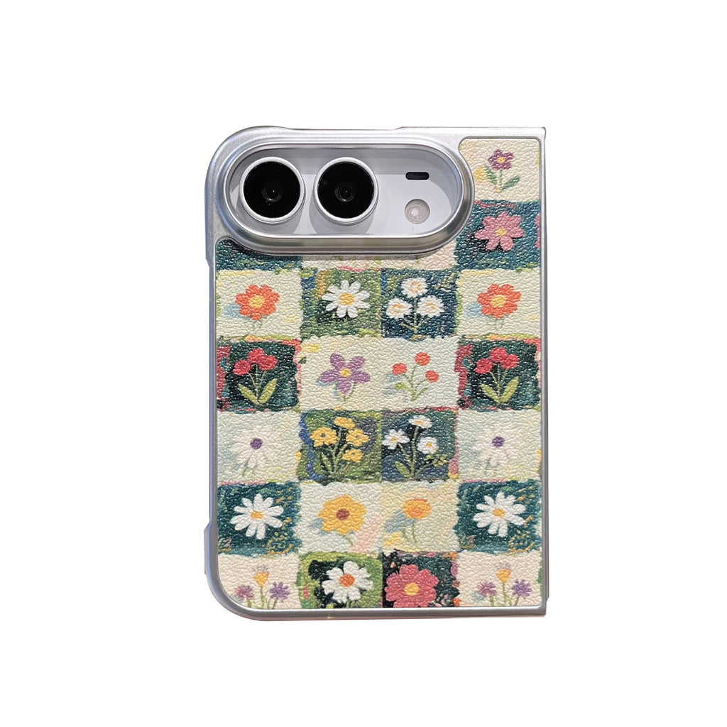 Ins-Style Floral Phone Case Compatible with iPhone, Oil Painting Moon Flowers Matte PC Protective Cover
