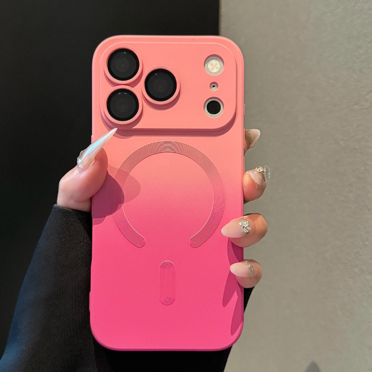 Luxury Gradient Magnetic Phone Case with Built-in Camera Lens Protector & Kickstand for iPhone 17 16 15 14 13 12 Pro Max, Soft Silicone Shockproof Cover