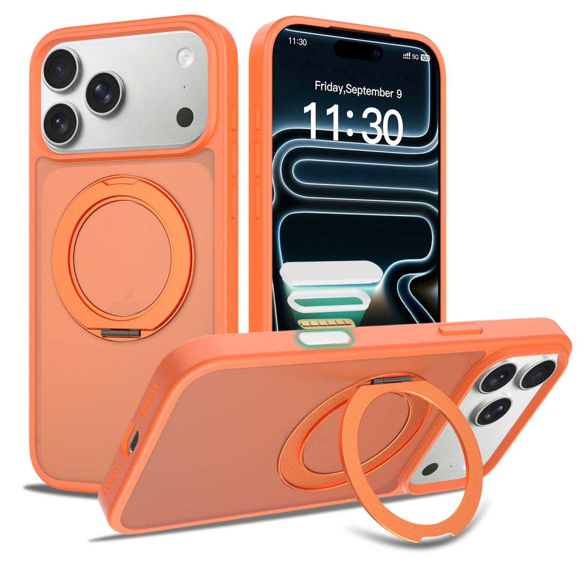 Magnetic Matte Phone Case with 360-Degree Stand and Camera Button for iPhone 17 Pro Max 16 Pro Shockproof TPU Cover