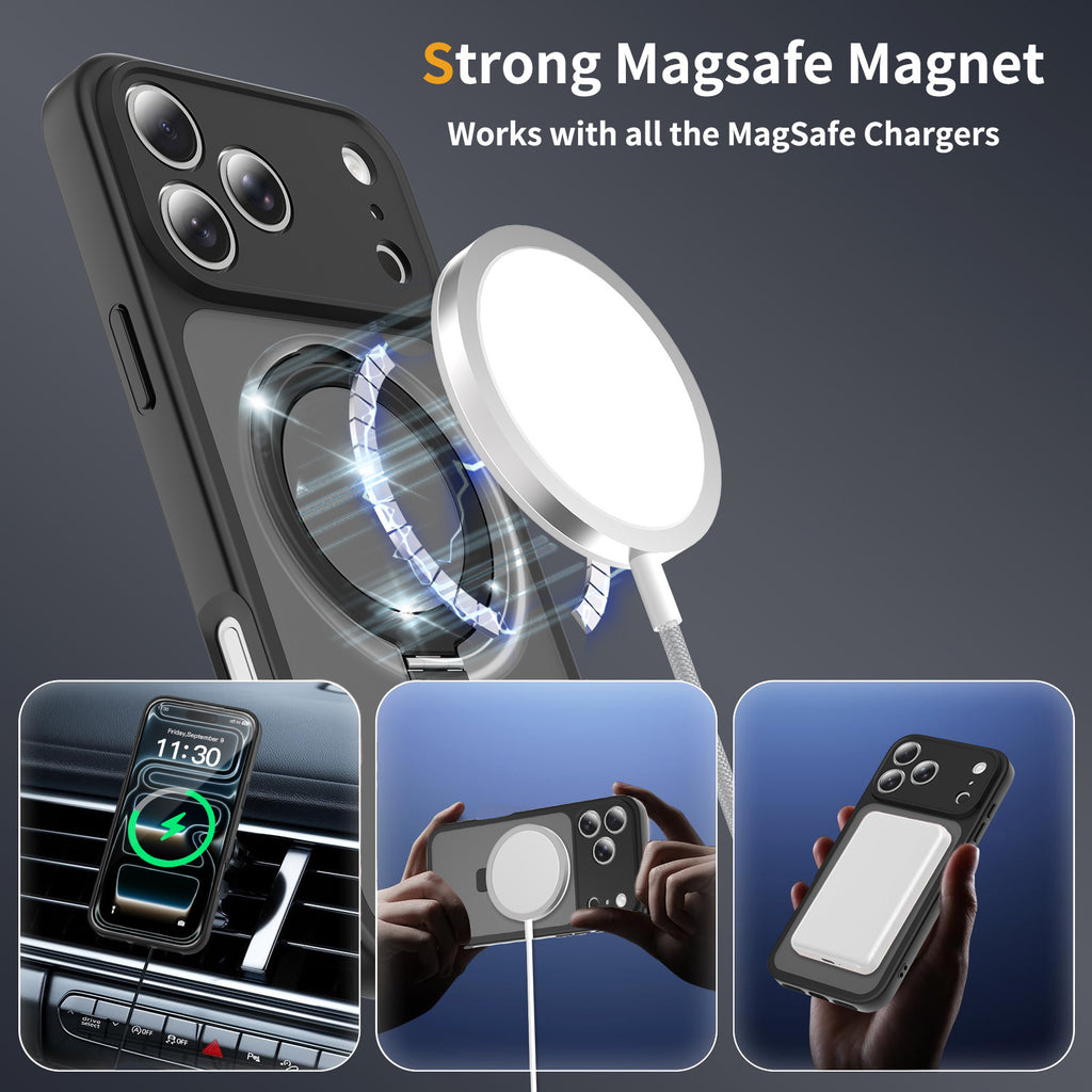 Magnetic Kickstand Phone Case Compatible with iPhone 17 Series, Shockproof TPU Protective Cover with Fine-Hole Camera Protection