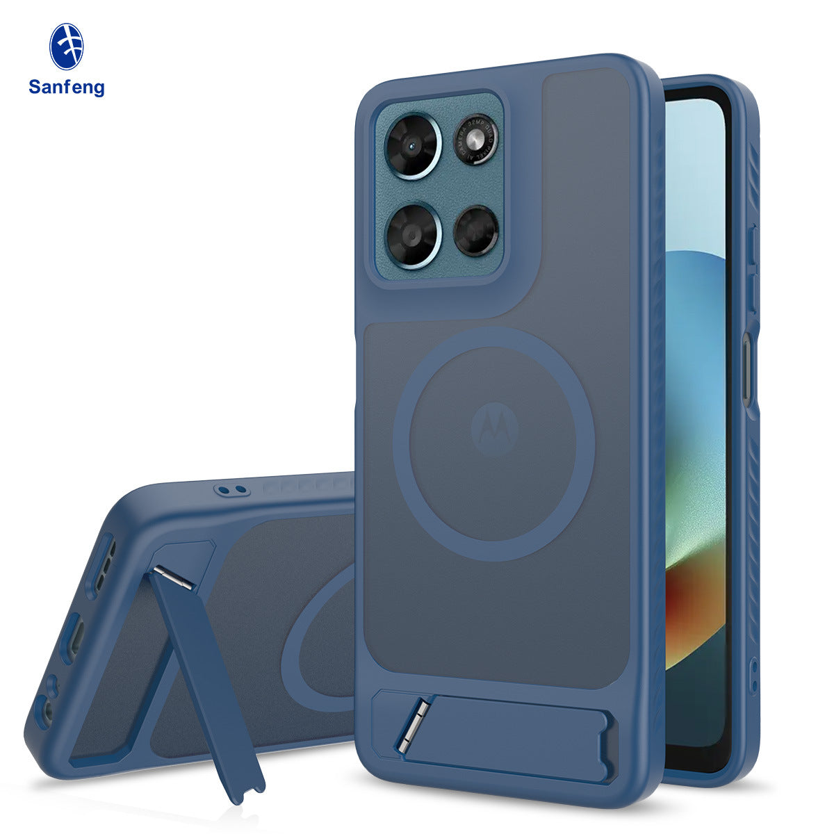 Magnetic 2-in-1 Phone Case with Kickstand for Motorola Moto Series, Anti-Slip Anti-Fingerprint Silicone Protective Cover