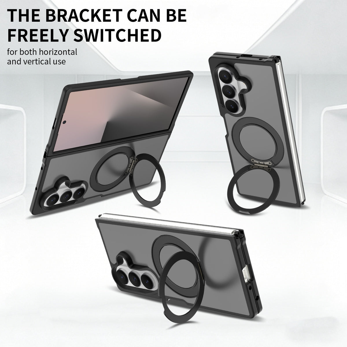 Magnetic Stand Phone Case for Samsung Galaxy Z Fold 7 / Z Fold 6, 360-Degree Rotating Foldable Protective Cover, Anti-Fall Silicone Matte Finish