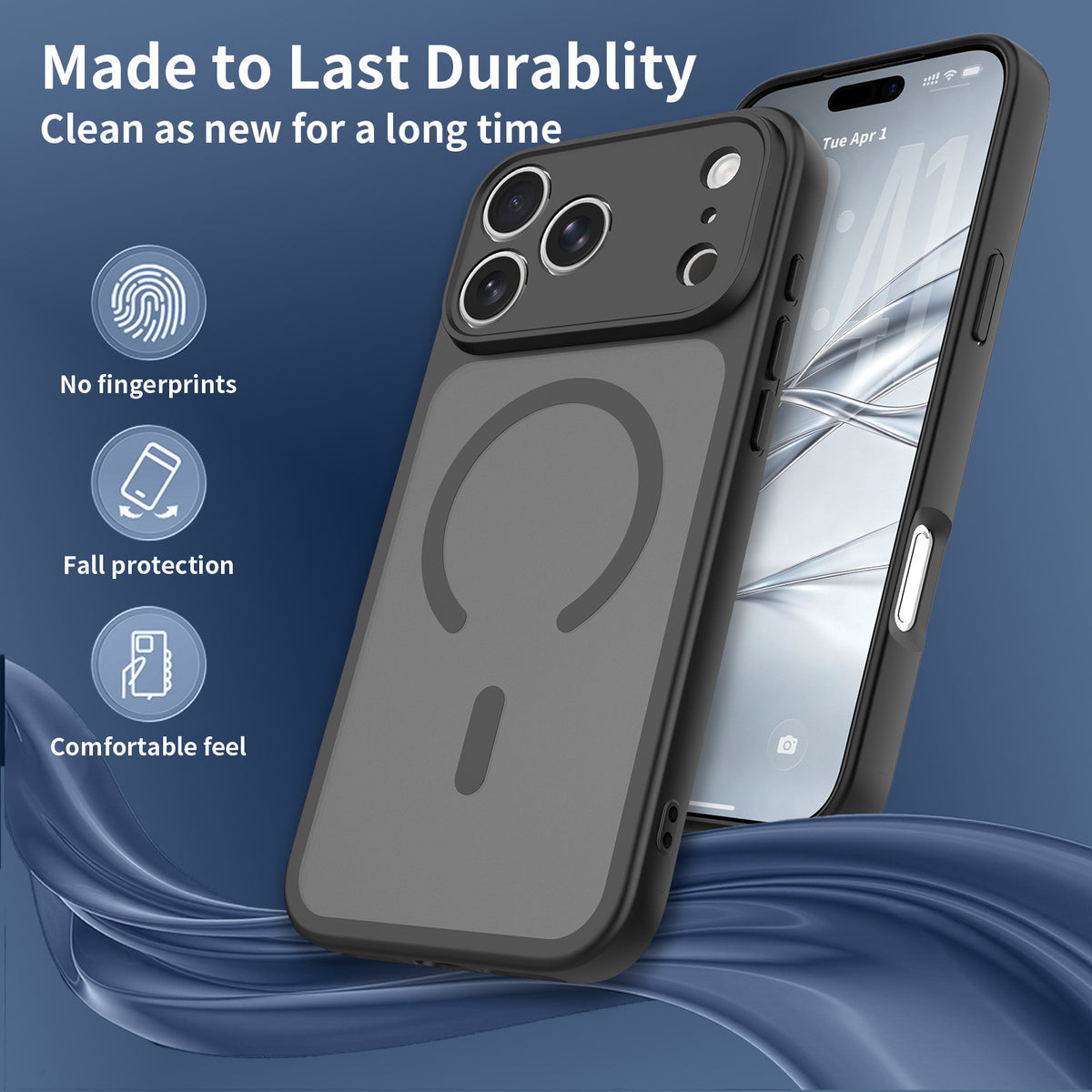 Magnetic Shockproof TPU Phone Case with Skin-Like Texture and Full Lens Protection for iPhone