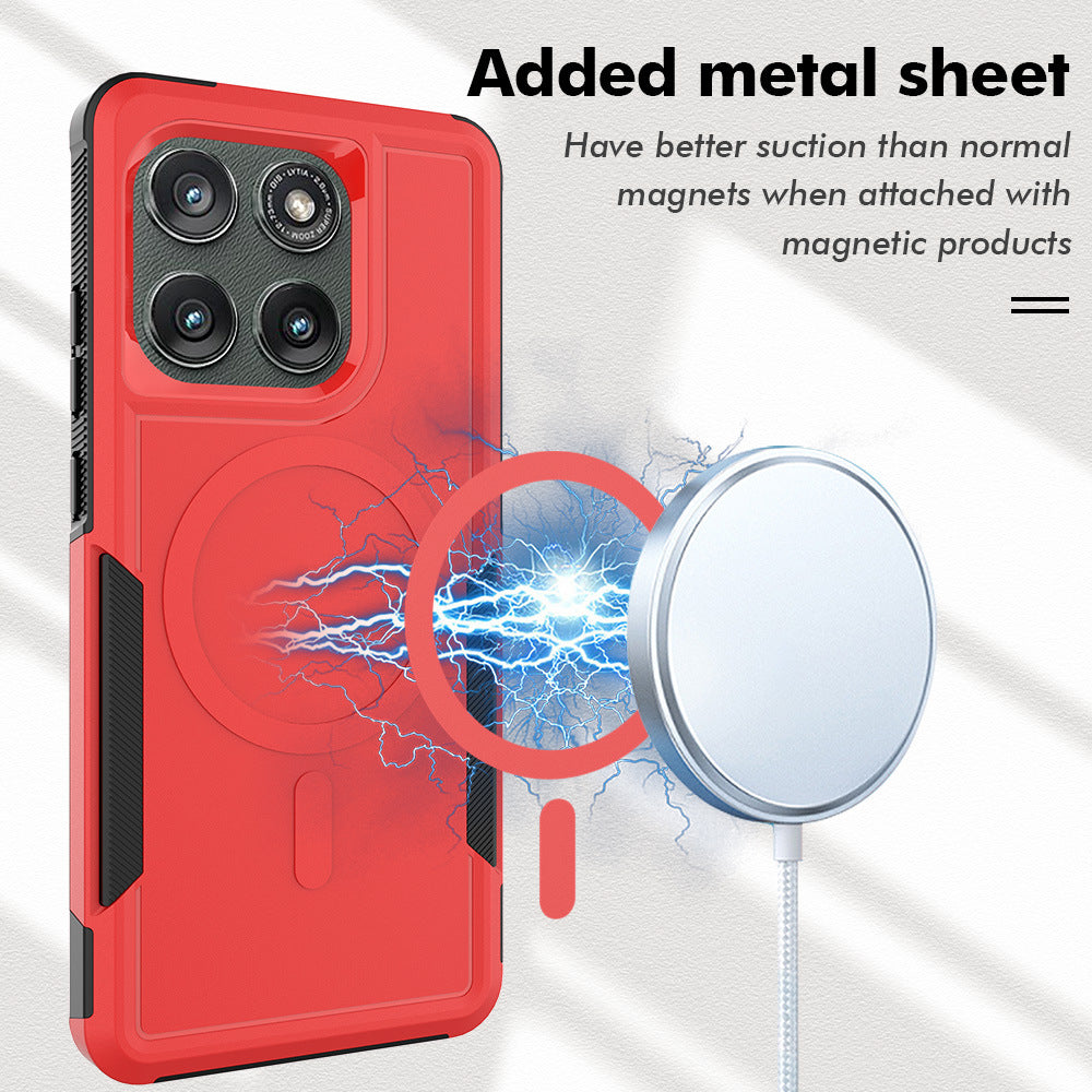 Sanfeng Magnetic 2-in-1 Anti-Drop Phone Case for Motorola Moto 2025 Edge 50 Pro Ultra G Play Power TPU+PC Protective Cover