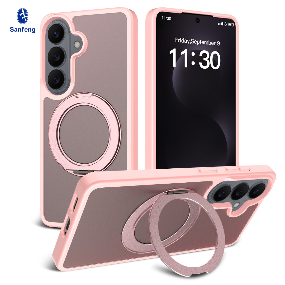 Magnetic Rotating Stand Case for Samsung Galaxy S25 S24 S23 Series, Frosted PC + TPU Anti-Drop Protective Cover