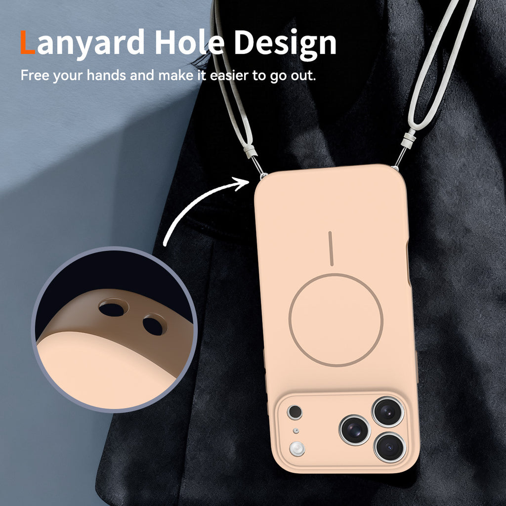 Matte Magnetic Phone Case for iPhone 16 & 17 Series, Two-in-One TPU Protective Cover with Lanyard Hole, Brown Dual-Tone