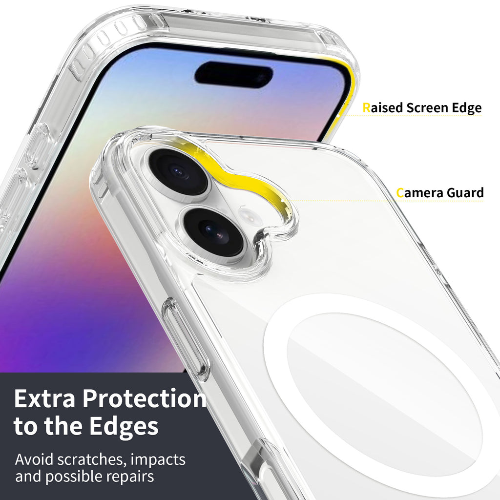Magnetic Clear Phone Case for iPhone 17 16 15 Pro Max Air Plus, Anti-Drop Shockproof Transparent TPU Protective Cover