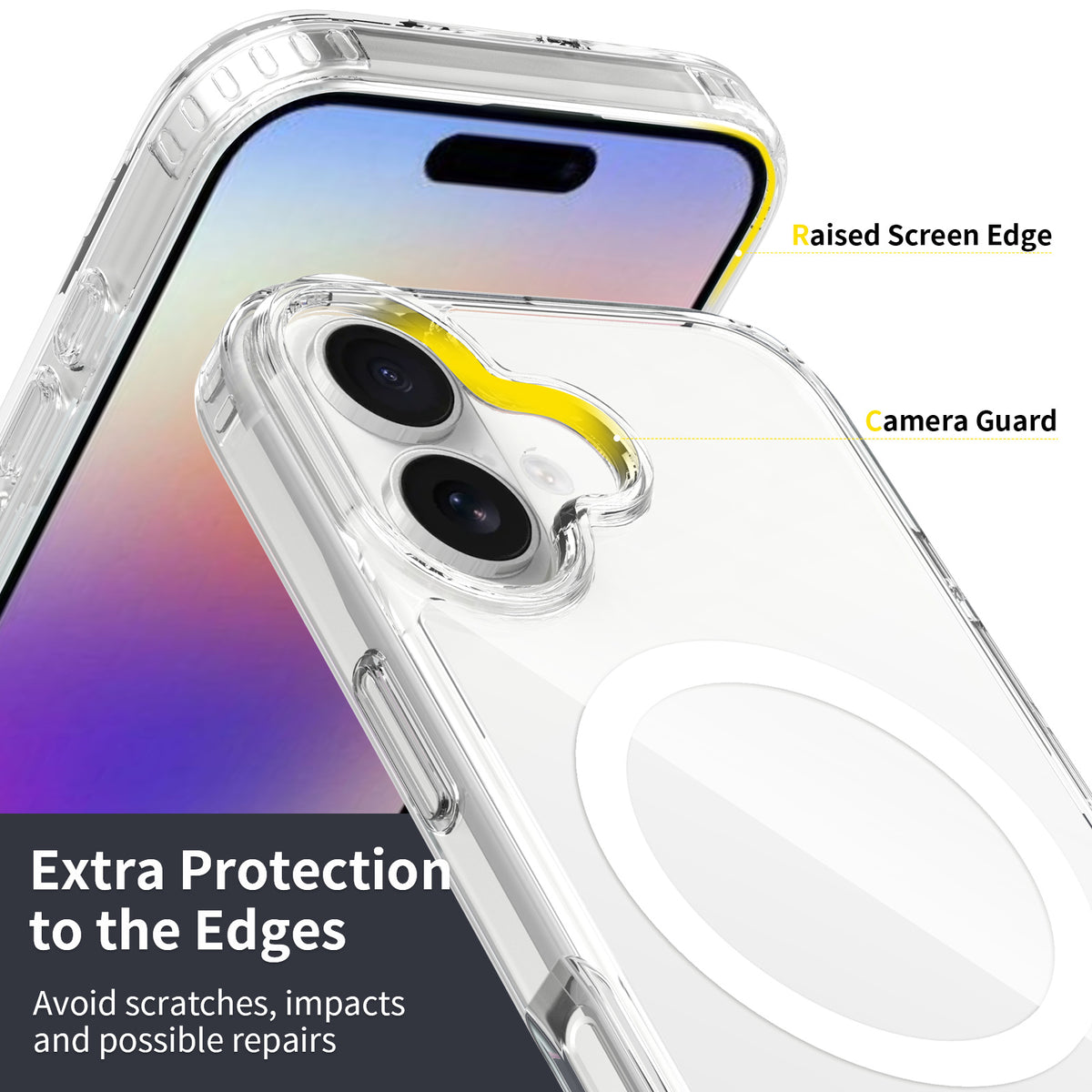 Magnetic Clear Phone Case for iPhone 17 16 15 Pro Max Air Plus, Anti-Drop Shockproof Transparent TPU Protective Cover